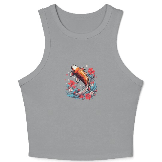 Koi Fish Koi Carp Japanese Koi Garden-Pond Koi Crop Tank Top
