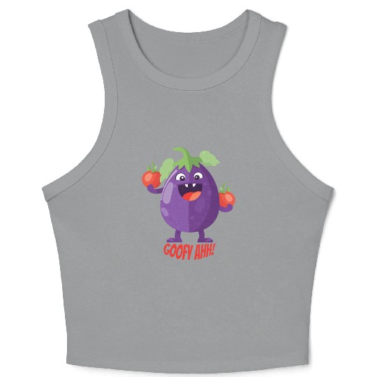 Eggplant Tomato Party Goofy Ahh Crop Tank Top