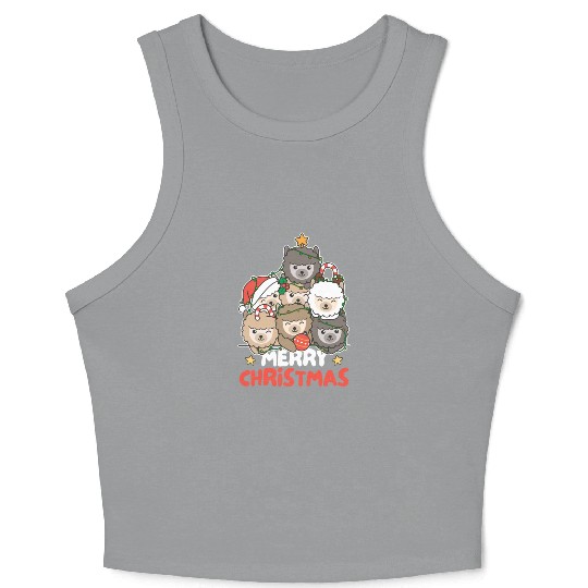 Alpaca Christmas Tree Merry Christmas Crop Tank Top