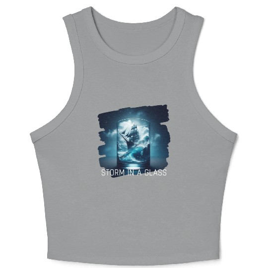 A storm in a glass with a ship Crop Tank Top