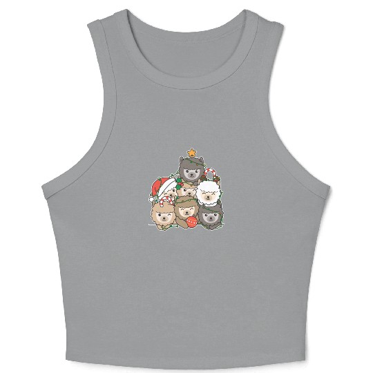 Alpaca Christmas Tree Funny Animal Christmas Crop Tank Top