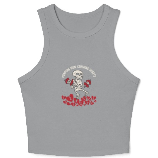 Anti Valentine´s Day Broken Heart Powerlifting Gym Crop Tank Top