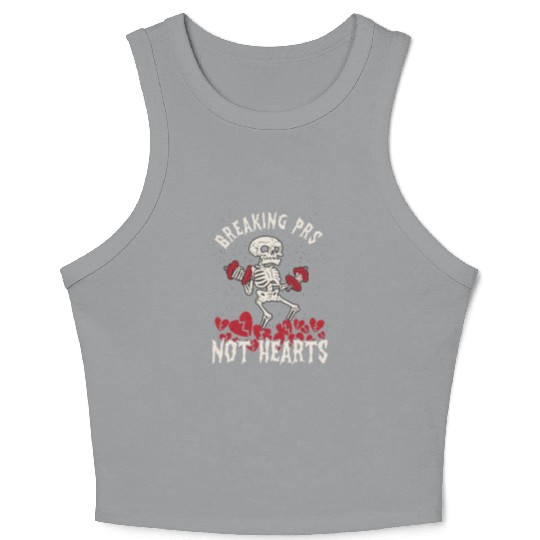 Anti Valentine´s Day Broken Heart Powerlifting Gym Crop Tank Top