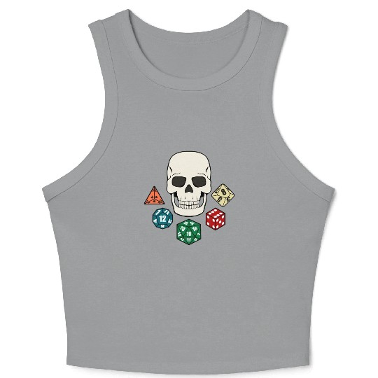 TABLETOP GAMER DICE SKULL PIRATE JOLLY ROGER Crop Tank Top
