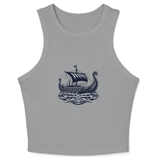 Viking Raiders: Norse Seafaring Art Crop Tank Top
