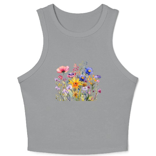Wildflower Blooming Floral Crop Tank Top