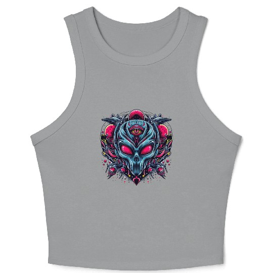 alien art style Crop Tank Top