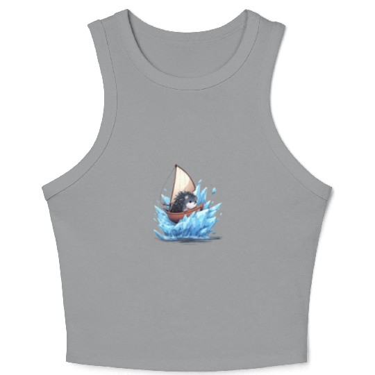 Ice Sailing Hedgehog Ice Sailor Ice Boating Crop Tank Top