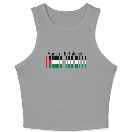 Made in Bethlehem Barcode Palestine Flag for Pales Crop Tank Top