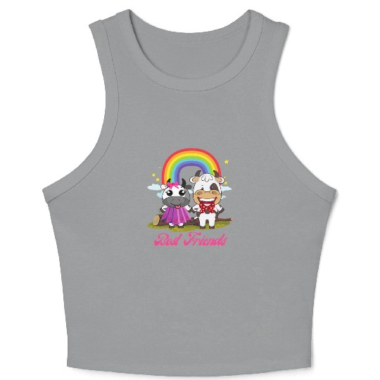Cow Mooey Cute Strawberry Cow Best Friends Crop Tank Top