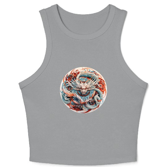 Chinese Dragon Mandala Art Crop Tank Top