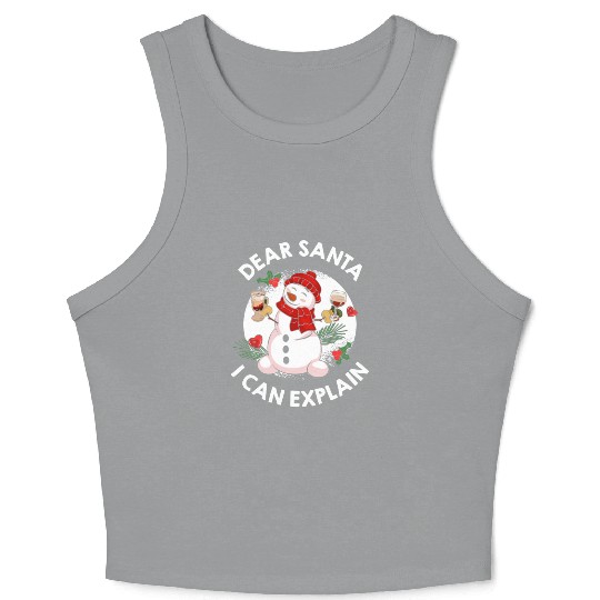 Schneemann Dear Santa I can Explain Funny Crop Tank Top