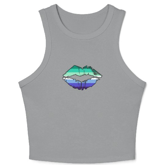 LGBTQ Gay Men Pride Flag Lips Crop Tank Top