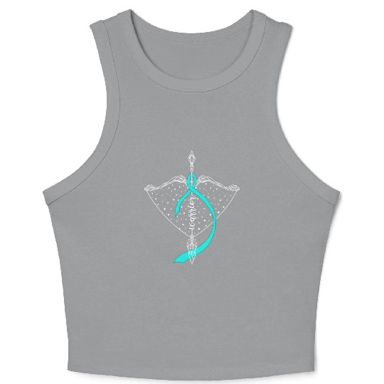 Warrior Bow Warrior Teal Ribbon Ovarian Cancer Crop Tank Top
