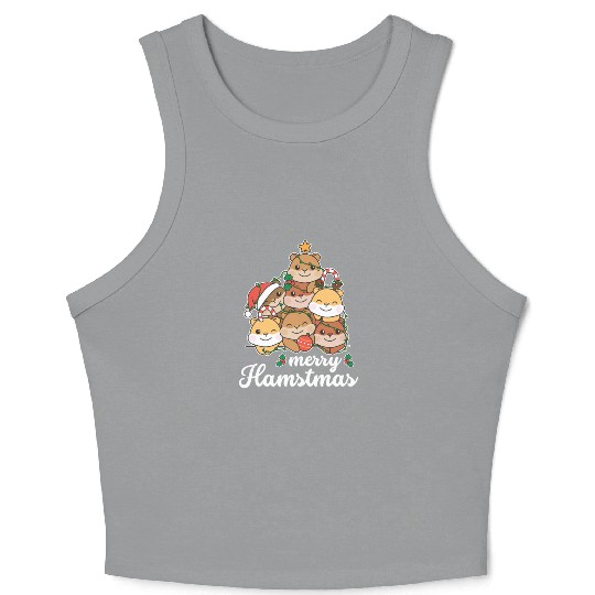 Hamster Christmas Tree merry Hamstmas Crop Tank Top