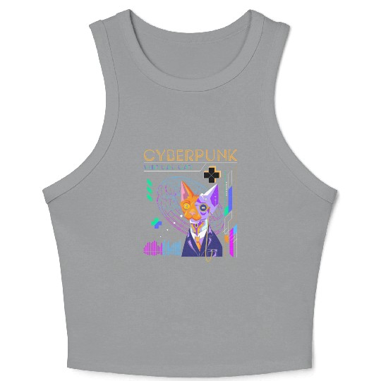 Cyborg Retro Gamer Scifi Crop Tank Top
