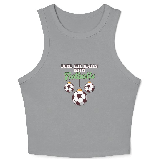 Football Player Coach Christmas Balls Deck The Crop Tank Top