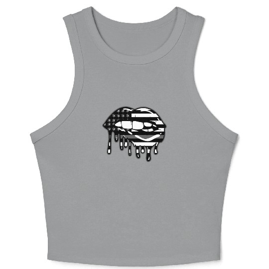 US Flag Lips Correctional Officer Patriotic First Crop Tank Top