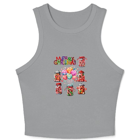 Merry Christmas Sweet Candy Canes Crop Tank Top