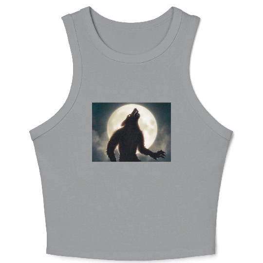 Werewolf standing in front of the moon Crop Tank Top