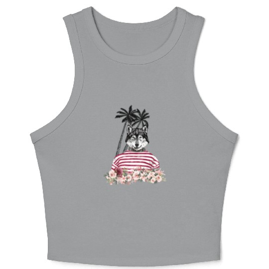 Husky Chill Gift For Dog Lover Crop Tank Top