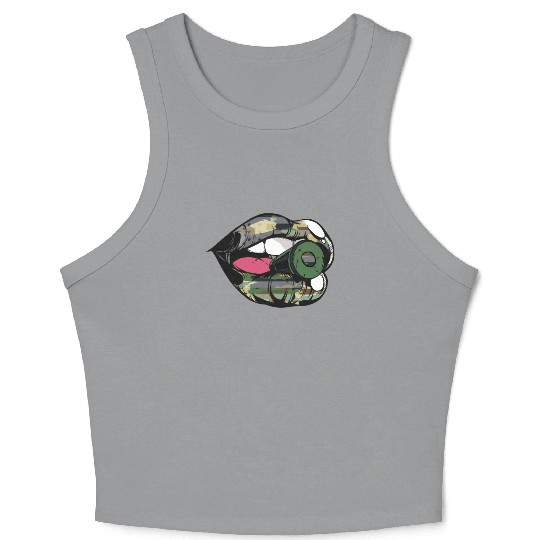 US Armed Forces Military Lip Bullet Army First Res Crop Tank Top