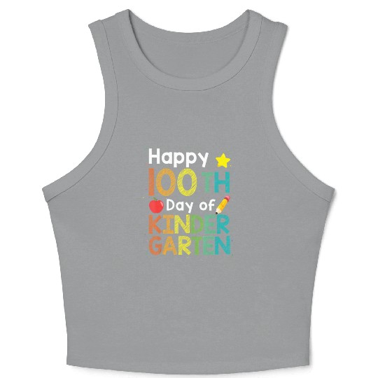 Cute 100 Days Of Kindergarten Teacher Colorful Crop Tank Top
