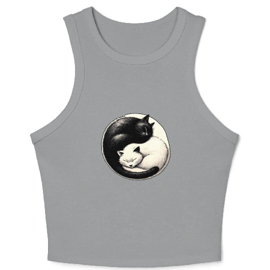 Yin and yang cats sleeping Crop Tank Top