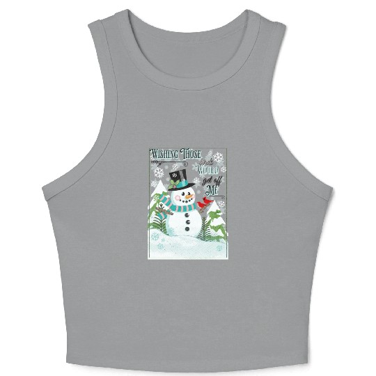 Funny Cranky Snowman Crop Tank Top