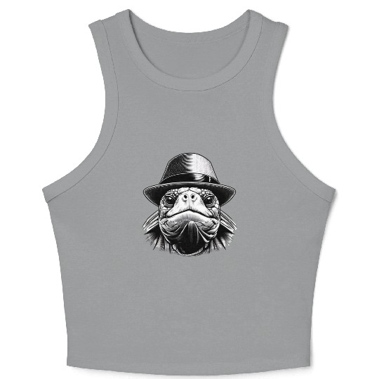 A turtle with a hat, a classic look Crop Tank Top