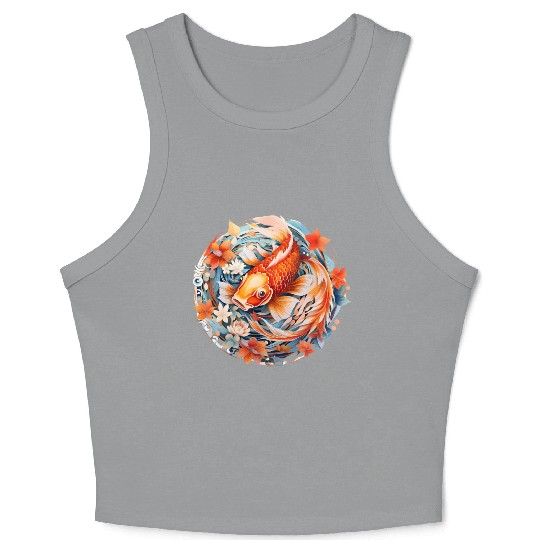 Koi Fish Mandala Art Crop Tank Top