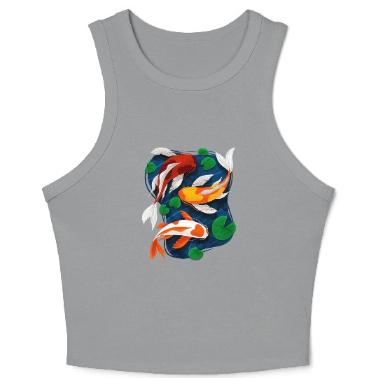 Koi Fish Lover Water Pond Animal Pet Asian Crop Tank Top