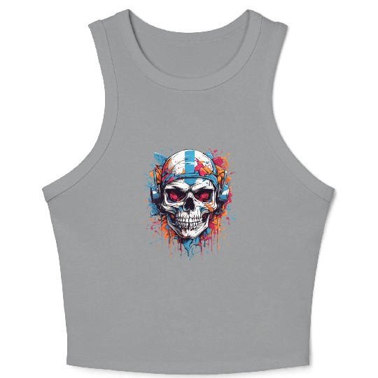 Skull Givin' Raspberry Dk Crop Tank Top