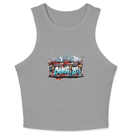 Urban Graffiti Vibes - abstract Street Art Crop Tank Top
