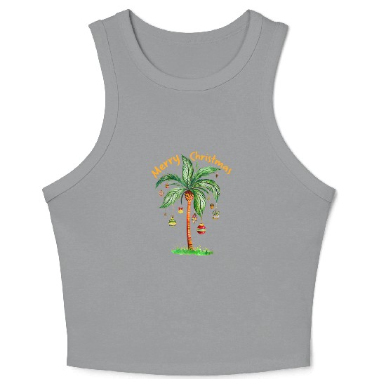hristmas Palm Tree Crop Tank Top, Tropical Xmas Gift,