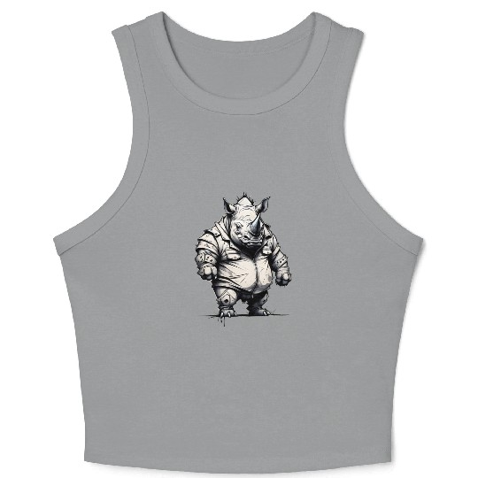 Combative Rhinoceros Crop Tank Top