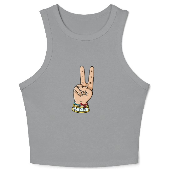hand peace love Crop Tank Top