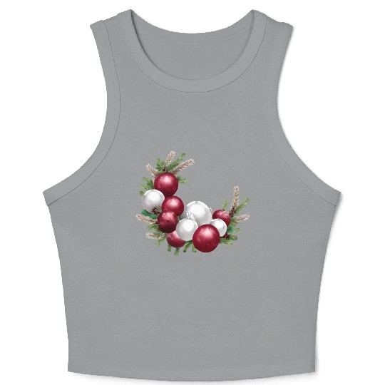 Cranberry and White Christmas Greenery Decor Crop Tank Top