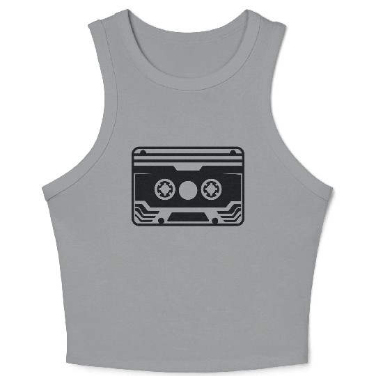 A vintage-inspired illustration of cassette tape Crop Tank Top