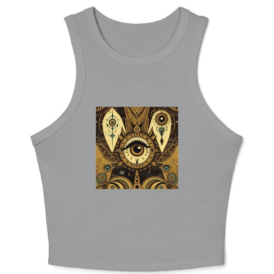 Abstract New Age 1920s Steampunk Design Crop Tank Top