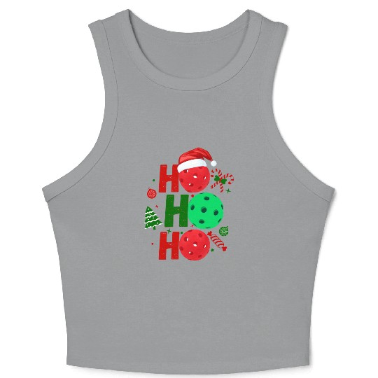 Pickleball Ho Ho Ho Holiday Merry Christmas Crop Tank Top