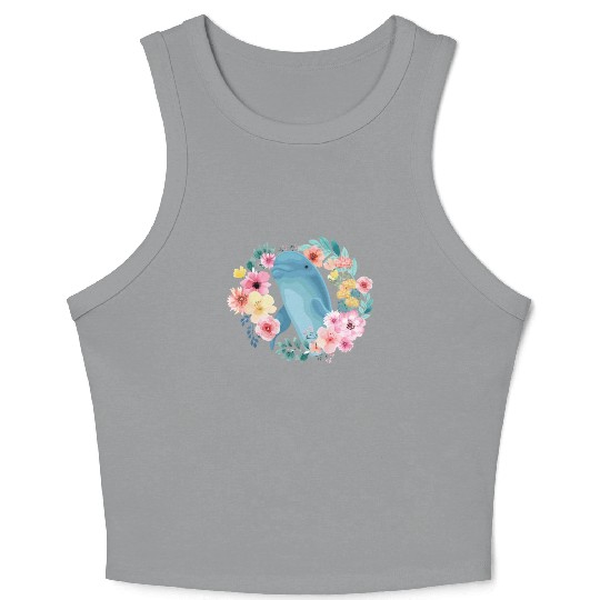 Dolphin Flower Floral Crop Tank Top