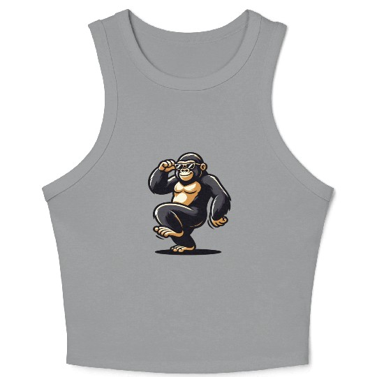 Gorilla With Sunglasses Crop Tank Top