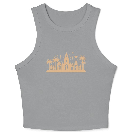 Nativity Scene with Mary Joseph Baby Jesus Crop Tank Top