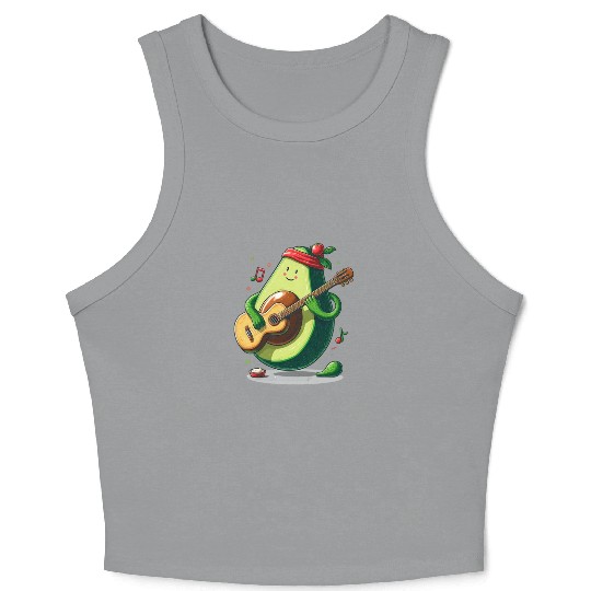 Avocado playing guitar Crop Tank Top