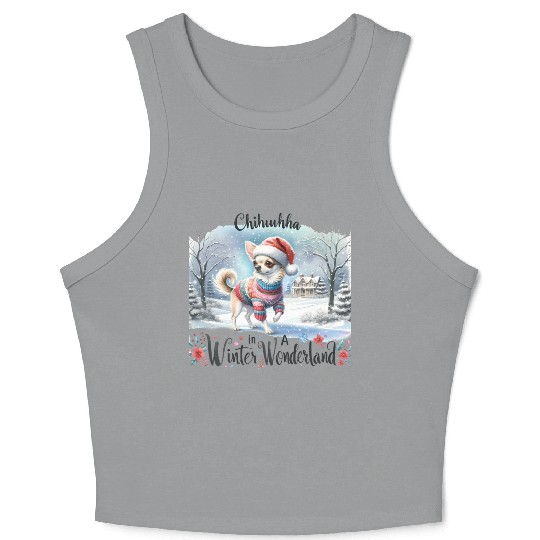 Chihuahua In a Winter Wonderland Crop Tank Top