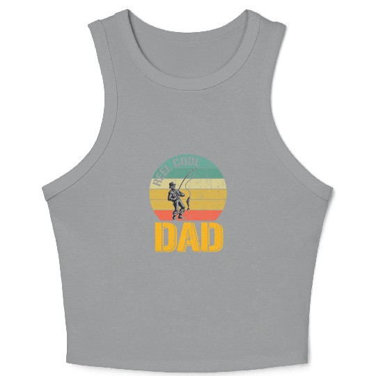 Mens Reel Cool Dad Crop Tank Top Funny Fisherman Christmas