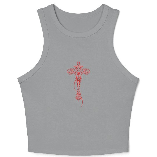Cyber Crucifix Awesome Cybersigilism For Geometric Crop Tank Top