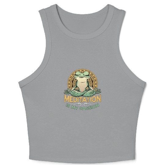 Meditation Is My Passion Yoga Exercise Frog Lover Crop Tank Top