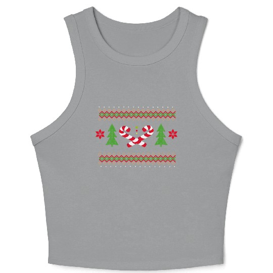 Candy canes pattern for Christmas Crop Tank Top
